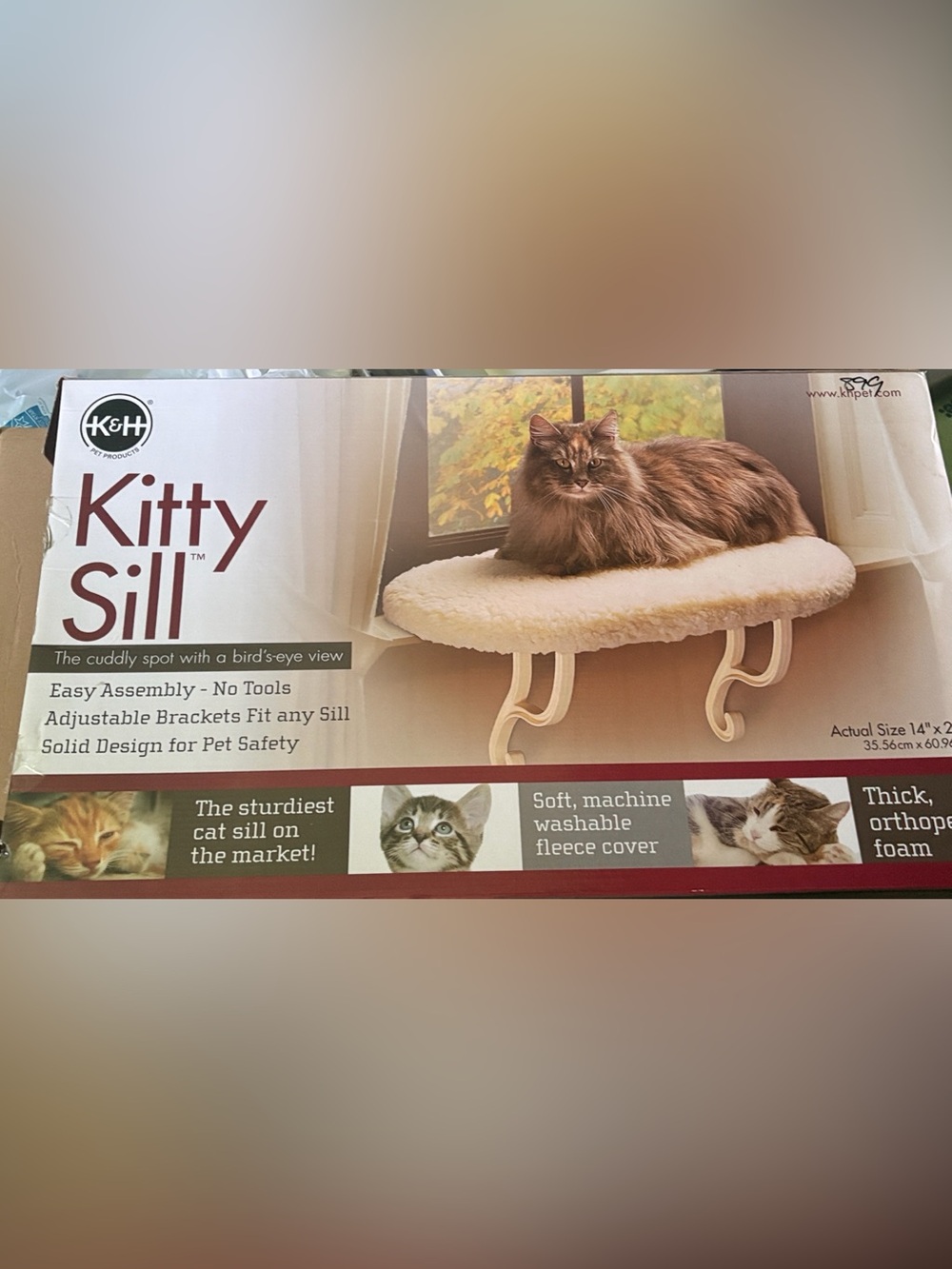 K&H Kitty Sill Cat Window Perch - Cozy Fleece Sill Bed